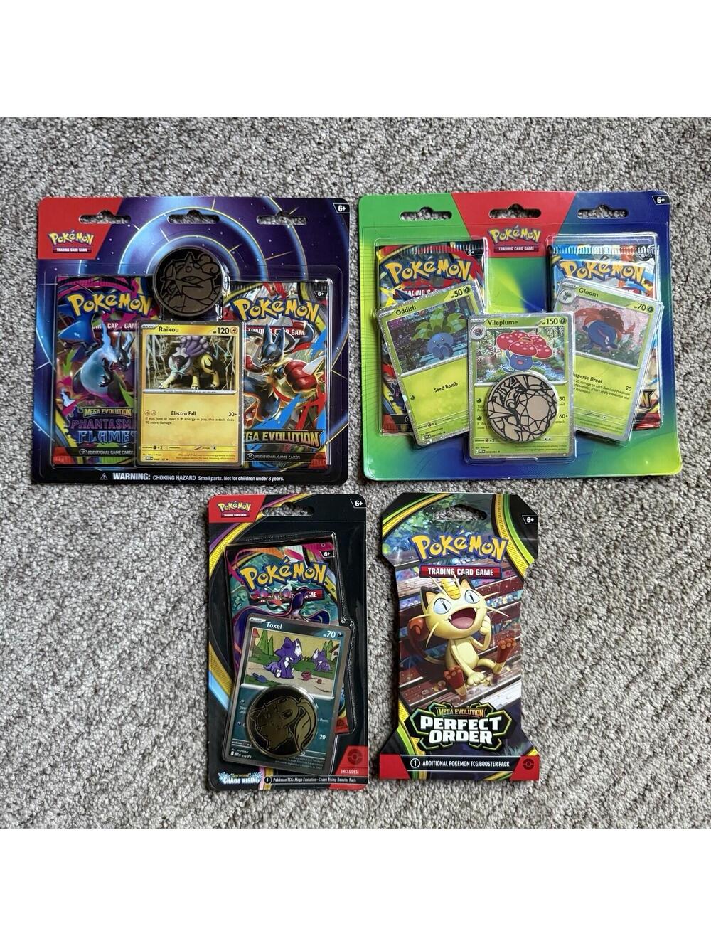 Pokemon TCG Sealed Phantasmal Flames Chaos Rising Perfect Order 4 Blister Lot